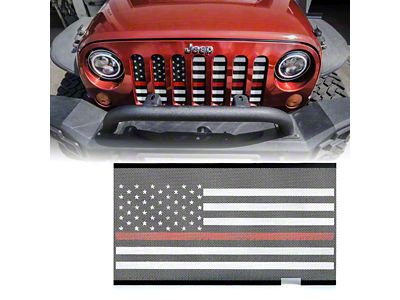 Grille Insert without Lock Hole; Red Stripe US Flag (07-18 Jeep Wrangler JK)