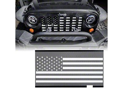 Grille Insert without Lock Hole; White Stripe US Flag (07-18 Jeep Wrangler JK)