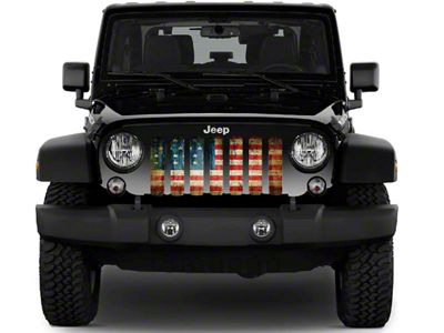 Grille Insert; Worn American Flag (18-25 Jeep Wrangler JL w/ TrailCam)