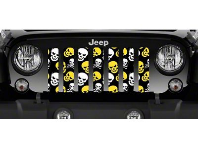 Grille Insert; Yellow Skulls (18-24 Jeep Wrangler JL w/o TrailCam)