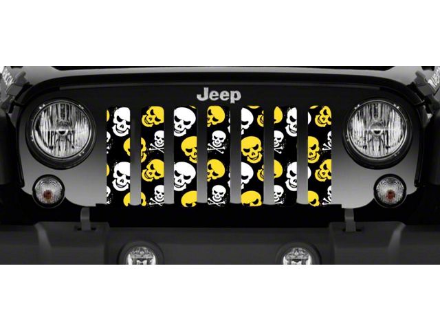 Grille Insert; Yellow Skulls (87-95 Jeep Wrangler YJ)