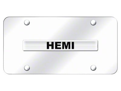 HEMI License Plate; Chrome on Chrome (Universal; Some Adaptation May Be Required)