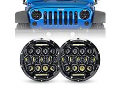 Honey Comb Style LED Headlights; Black Housing; Clear Lens (97-18 Jeep Wrangler TJ & JK)