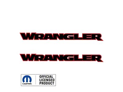 WRANGLER Hood Decal; Black with Red Outline (07-25 Jeep Wrangler JK & JL)