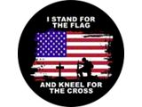 I Stand for the Flag and Kneel for the Cross Spare Tire Cover; Black (76-18 Jeep CJ7, Wrangler YJ, TJ & JK)