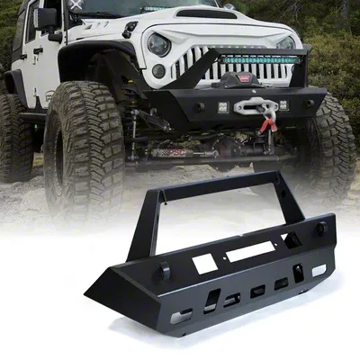 Jeep Wrangler Iguana Series Winch Stubby Front Bumper; Black (07-18 ...