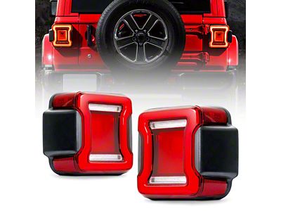 Infinity Series LED Tail Lights; Black Housing; Red Lens (18-24 Jeep Wrangler JL w/ Factory Halogen Tail Lights)