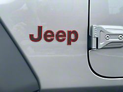 Jeep Fender Emblem Letter Overlays; Black with Red Outline (18-25 Jeep Wrangler JL)