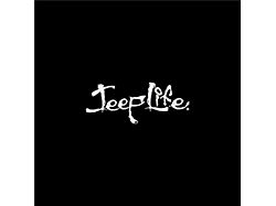 Jeep Life Text Spare Tire Cover with Camera Port; Black (18-24 Jeep Wrangler JL)