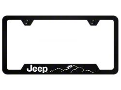 Jeep Mountain Laser Etched Cut-Out Frame; Black (Universal; Some Adaptation May Be Required)