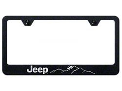 Jeep Mountain Stainless Steel License Plate Frame; Rugged Black (Universal; Some Adaptation May Be Required)