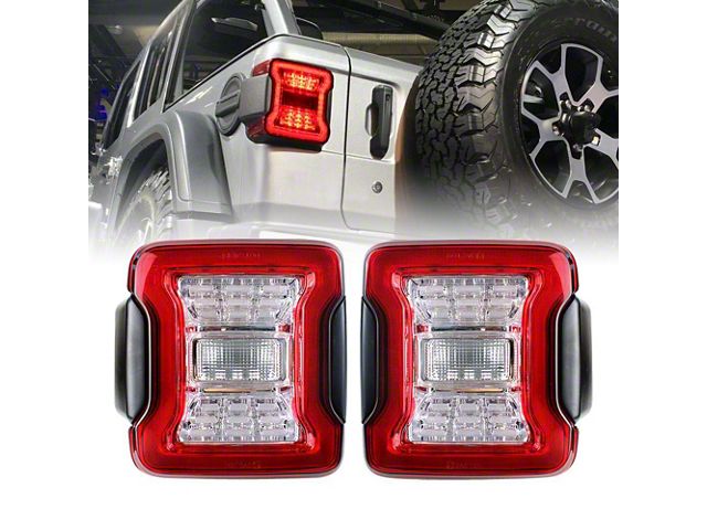 American Modified JK to JL Conversion LED Tail Lights; Black Housing; Clear Lens (07-18 Jeep Wrangler JK)