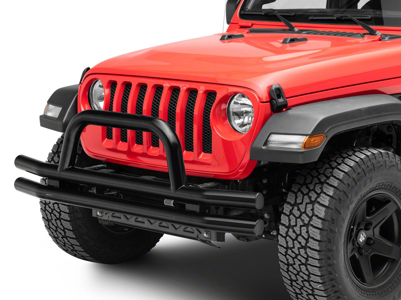 Jeep Wrangler Double Tube Front Bumper with Hoop; Black (18-24 Jeep ...