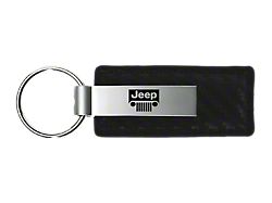 Jeep Grill Carbon Fiber Leather Key Fob