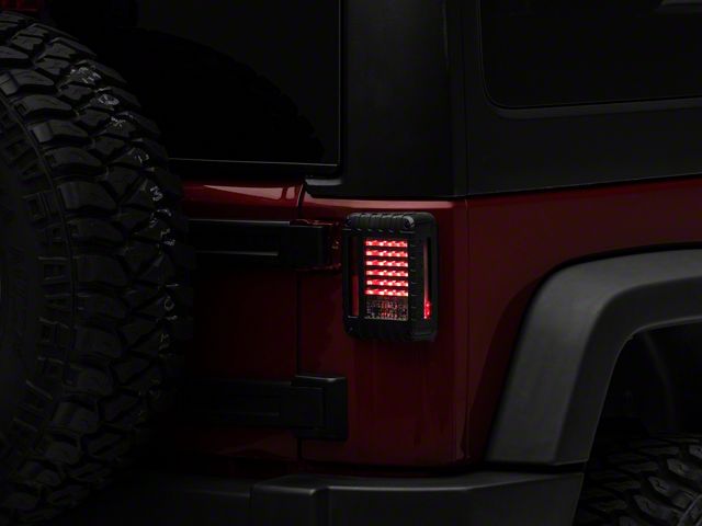 LED Bar Tail Lights; Black Housing; Clear Lens (07-18 Jeep Wrangler JK)