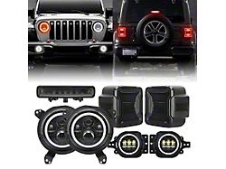 LED Halo Headlight, LED Fog Light, LED Third Brake Light and LED Tail Light Package (18-24 Jeep Wrangler JL w/ Factory Halogen Tail Lights)