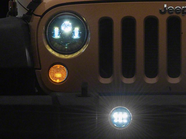 LED Projector Headlights and Fog Lights; Black Housing; Clear Lens (07-18 Jeep Wrangler JK)