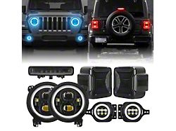 LED RGB Halo Headlights, RGB Fog Light, LED Third Brake and LED Tail Light Package (18-24 Jeep Wrangler JL w/ Factory Halogen Tail Lights)