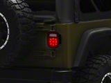 LED Tail Lights; Black Housing; Red Clear Lens (76-06 Jeep CJ7, Wrangler YJ & TJ)