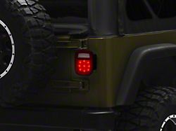 LED Tail Lights; Black Housing; Red Clear Lens (76-06 Jeep CJ7, Wrangler YJ & TJ)