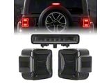 LED Tail Lights with LED Third Brake Light; Black Housing; Smoked Lens (18-24 Jeep Wrangler JL w/ Factory Halogen Tail Lights)