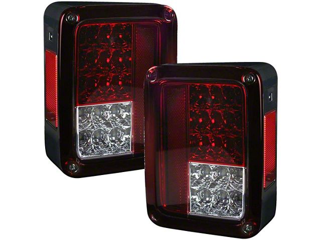 LED Tail Lights; Chrome Housing; Red Lens (07-18 Jeep Wrangler JK)