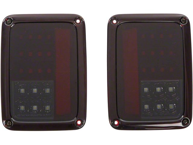 LED Tail Lights; Black Housing; Red Smoked Lens (07-18 Jeep Wrangler JK)