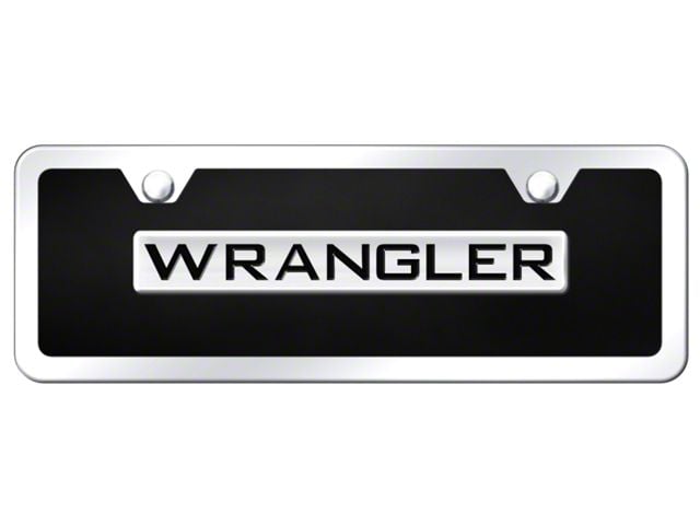 Wrangler Mini License Plate; Chrome on Black Acrylic (Universal; Some Adaptation May Be Required)