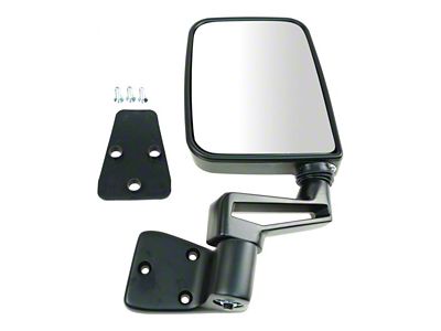 Manual Mirror; Paint to Match Black; Driver Side (87-02 Jeep Wrangler YJ & TJ w/ Half Doors)