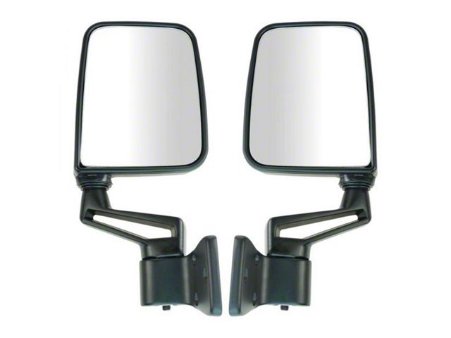 Manual Mirrors; Paint to Match Black (87-02 Jeep Wrangler YJ & TJ w/ Half Doors)