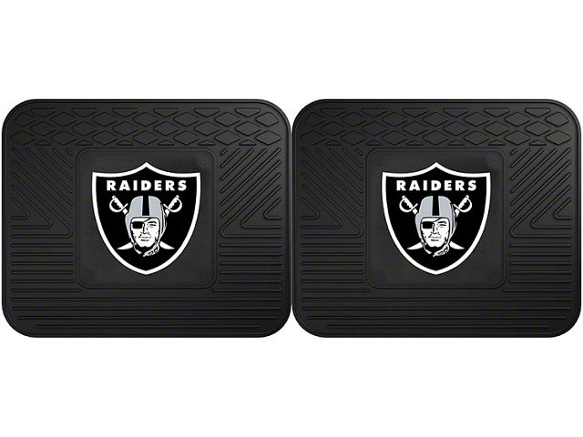 Molded Rear Floor Mats with Las Vegas Raiders Logo (Universal; Some Adaptation May Be Required)