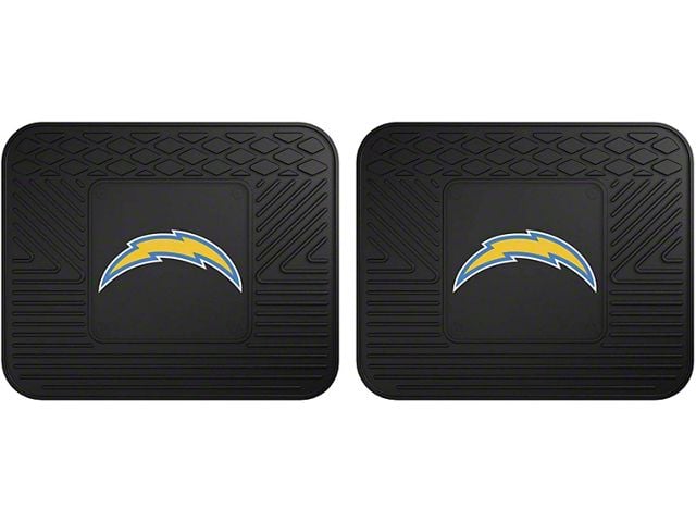Molded Rear Floor Mats with Los Angeles Chargers Logo (Universal; Some Adaptation May Be Required)