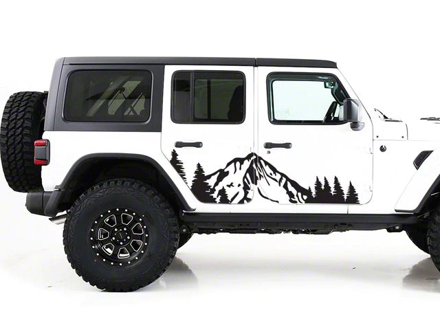 Mountain Tree Decals; Gloss Black (18-24 Jeep Wrangler JL)