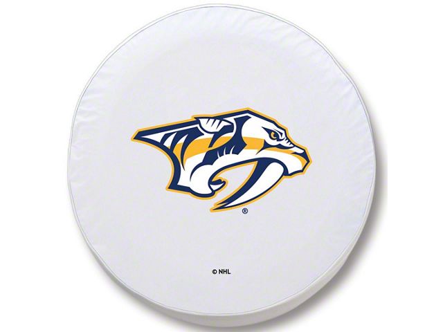 Nashville Predators Spare Tire Cover with Camera Port; White (18-24 Jeep Wrangler JL)