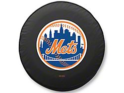 New York Mets Spare Tire Cover with Camera Port; Black (18-24 Jeep Wrangler JL)