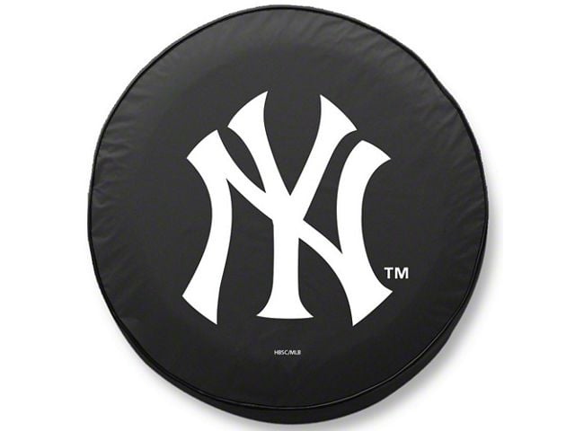 New York Yankees Spare Tire Cover with Camera Port; Black (18-24 Jeep Wrangler JL)