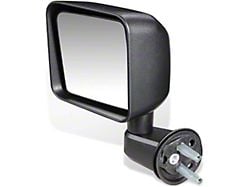 OE Style Manual Mirror; Driver Side; Textured Black (07-18 Jeep Wrangler JK)