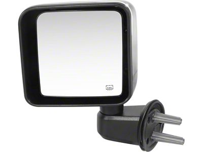 OE Style Powered Heated Mirror; Driver Side; Smooth, Black/Chrome (2014 Jeep Wrangler JK)