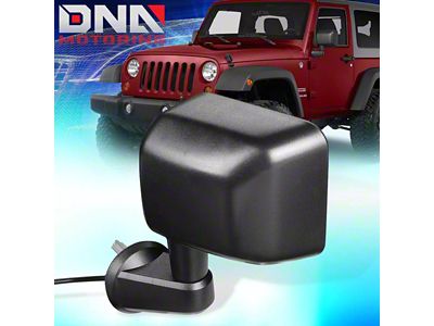 OE Style Powered Heated Mirror; Driver Side; Textured Black (15-18 Jeep Wrangler JK)