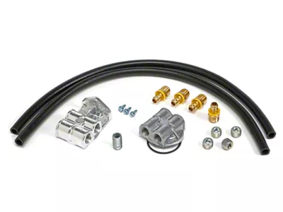 Oil Filter Relocation Kit with 90-Degree Bypass and Horizontal Ports; 18mm x 1.50 Threads (80-83 2.5L Jeep CJ7)