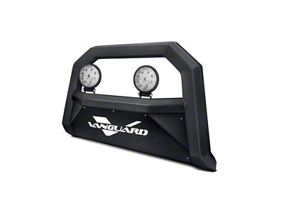 Optimus Wide Bull Bar with 4.50-Inch Round LED Lights; Black (18-25 Jeep Wrangler JL)