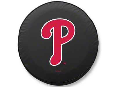 Philadelphia Phillies Spare Tire Cover with Camera Port; Black (18-24 Jeep Wrangler JL)