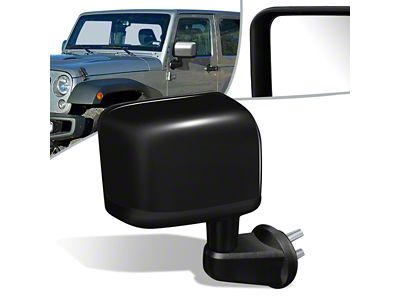 Powered Heated Mirror; Black; Passenger Side (15-18 Jeep Wrangler JK)