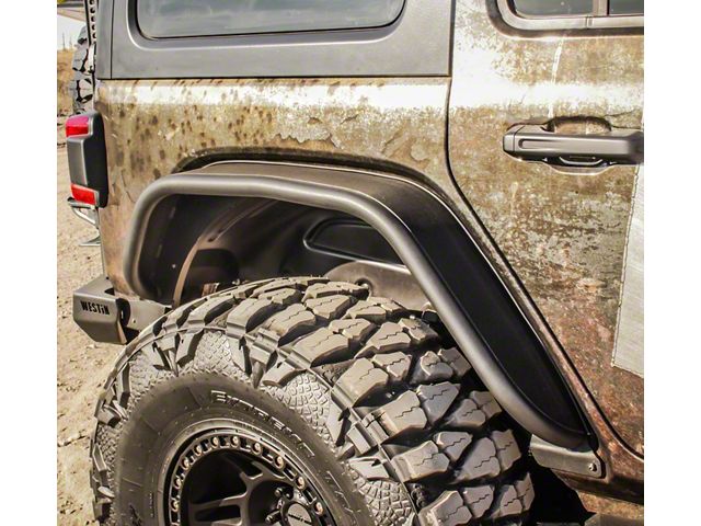 Rear Tube Fenders; Textured Black (18-24 Jeep Wrangler JL)