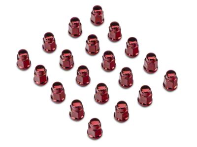 Red Acorn Lug Nut Kit; 3/4-Inch; Set of 20 (76-18 Jeep CJ7, Wrangler YJ, TJ & JK)