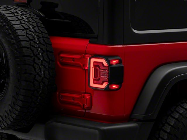 Renegade Series Sequential LED Tail Lights; Black Housing; Clear Lens (18-24 Jeep Wrangler JL w/ Factory Halogen Tail Lights)