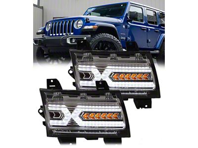 Renegade Series Sequential LED Turn Signals; Clear (18-24 Jeep Wrangler JL)