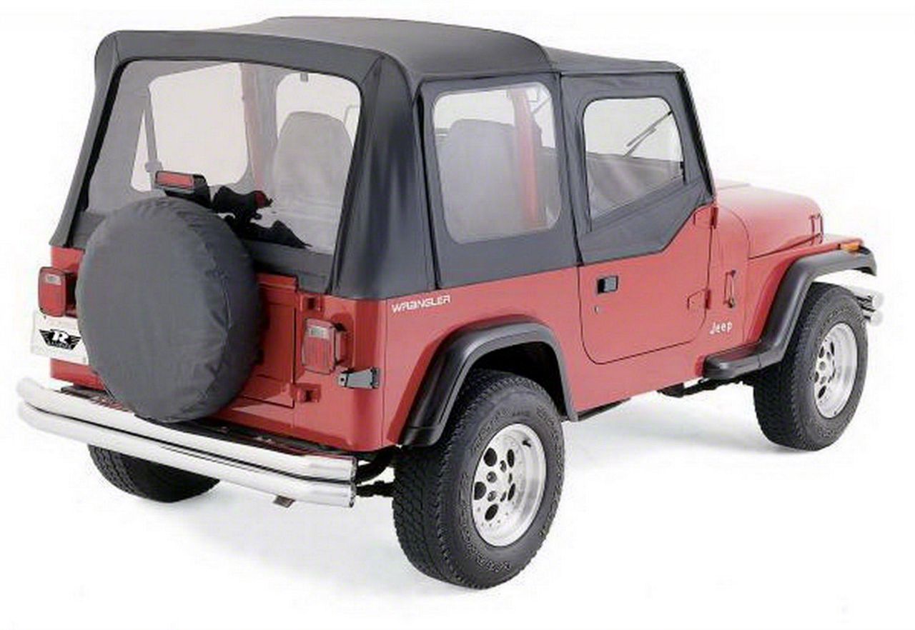 Jeep Wrangler Factory Replacement Soft Top with Clear Windows; Black Denim  (88-95 Jeep Wrangler YJ)
