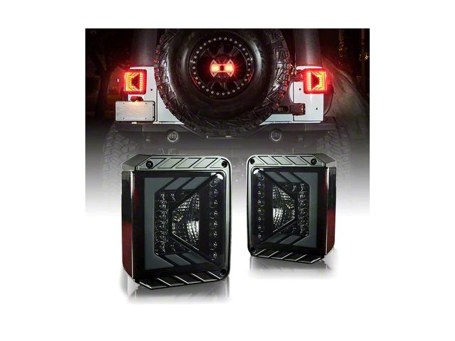 Rival Series LED Tail Lights; Black Housing; Smoked Lens (07-18 Jeep Wrangler JK)