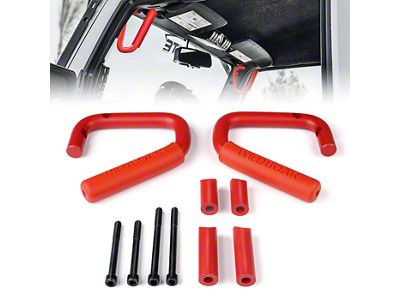 Roll Bar Grab Handles; Red; Front (07-18 Jeep Wrangler JK)